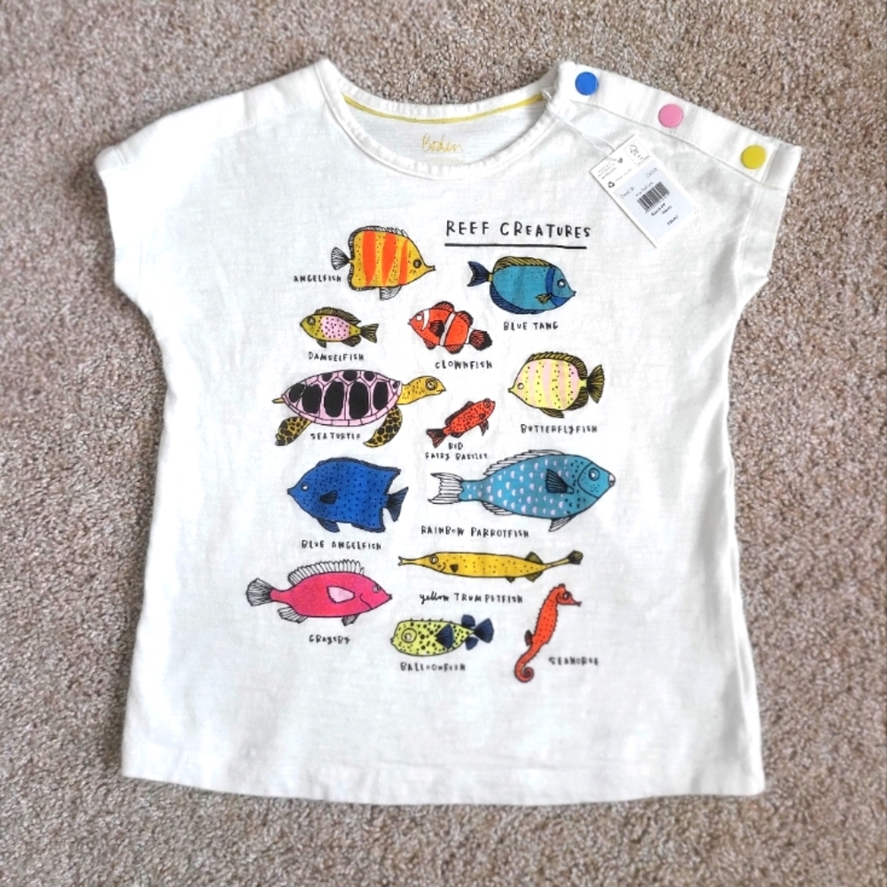 ♥️NWT♥️ BODEN GIRLS REEF CREATURES PRINT SHIRT